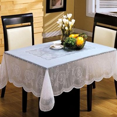 White PVC Table Cloth Easy Clean , Elegant Table Cover For Dining Room